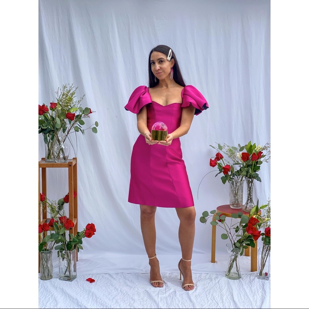 Jonathan Cohen pink A-Line dress w/ puff sleves